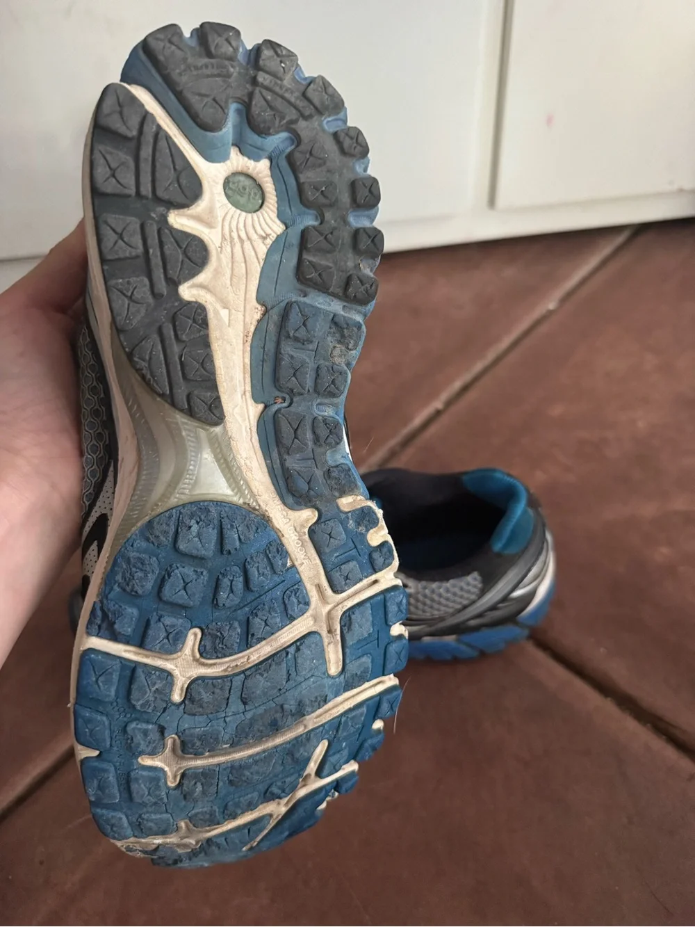 Brooks Ghost Men's Running Shoes - Gray, Blue, Red Accent
